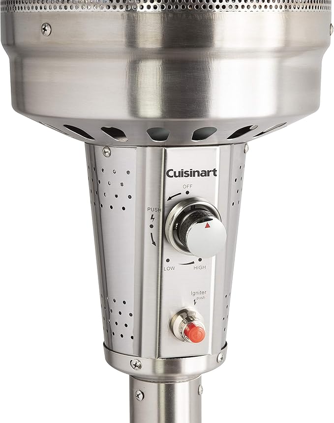 Cuisinart COH-300 Propane Push Start Ignition, 47,000 BTU Burner, Heats up to 200 sq. ft, 32" (L) x 85" (H), Stainless Steel Outdoor Patio Heater