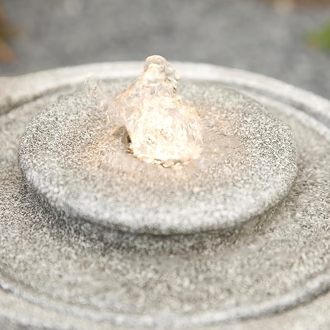 Glitzhome Outdoor Fountain with Lights & Pump, 20" L Zen-Style Lying Lion Polyresin Water Fountain Outdoor, Floor Standing Water Feature for Garden Yard Patio Porch Decor