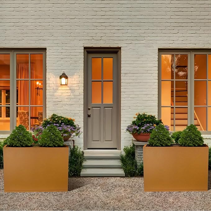 28"x12"x28" Corten Steel Planter Box, Rustic Metal Planter with Drainage Holes, Rust & Weather Resistant for Patio Garden Indoor Outdoor Commercial Use
