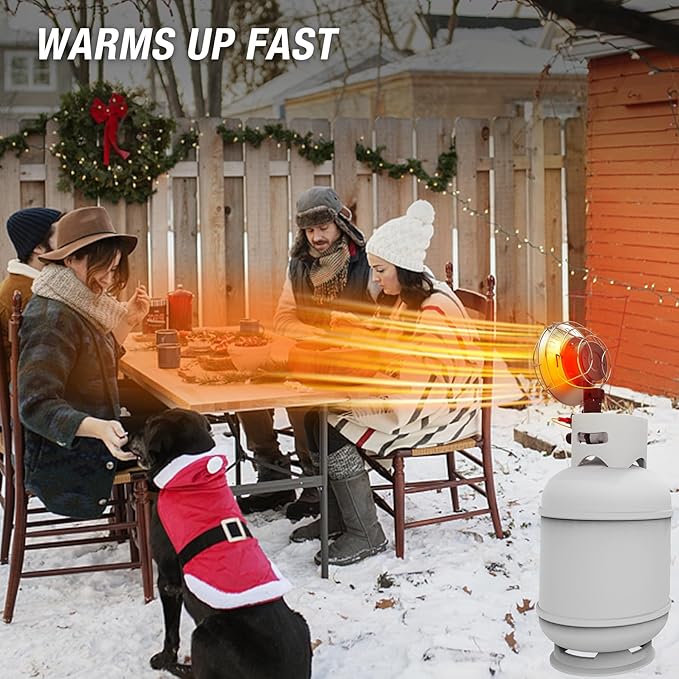 Tank Top Propane Heater, 15000 BTU Protable Gas Heater with Cordless Radiant for Outdoor Use, Tip-Over Protection, Safety Shut-off Valve and 3 Settings for Patio, Camping, Garage