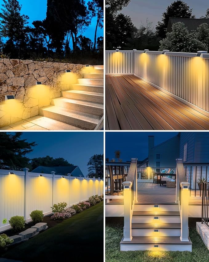 2Pack White Solar Lights Outdoor Motion Sensor, 3000K Warm Light/3 Lighting Modes, IP65 Waterproof Solar Powered Wall Lights Outside for Garden Fence Backyard Deck Driveway