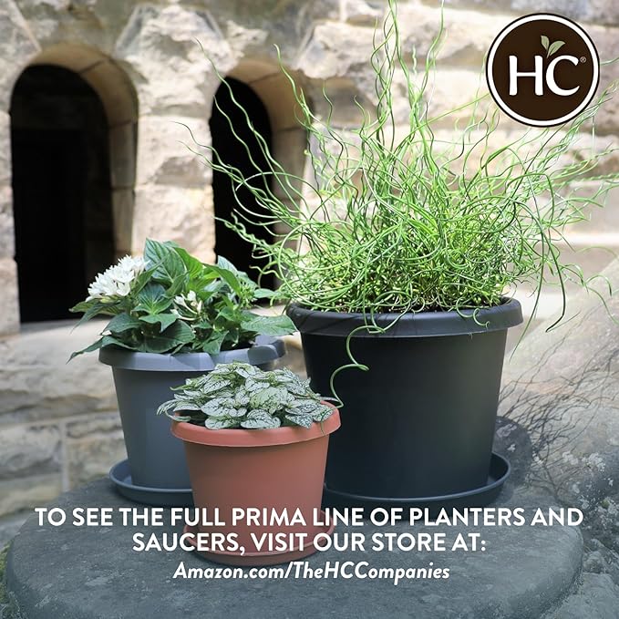 The HC Companies 20 Inch Round Prima Planter - Large Plastic Plant Pot with Rolled Rim for Indoor Outdoor Plants Flowers Herbs, Clay