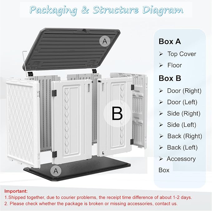 Mrosaa Sheds & Outdoor Storage, 34 Cu.ft Horizontal Storage Sheds Outdoor with Floor, Outdoor Storage Cabinet Waterproof for Garage Storage, Pool Storage, Bike Shed, Garden Shed - Image 6