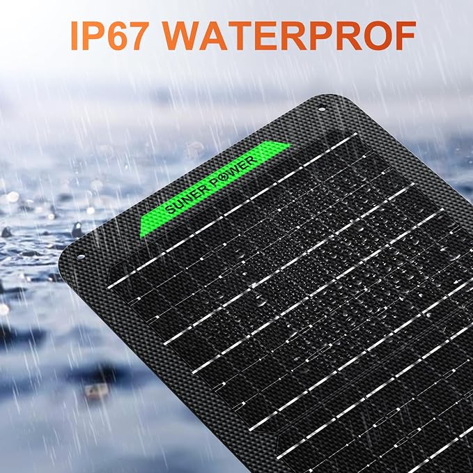 SUNER POWER Waterproof 12W 12V Solar Battery Charger & Maintainer PRO, Built-in UltraSmart MPPT Charge Controller, 12 Volt Solar Panel Trickle Charging Kits for Car Automotive Boat Marine RV Trailer - Image 8