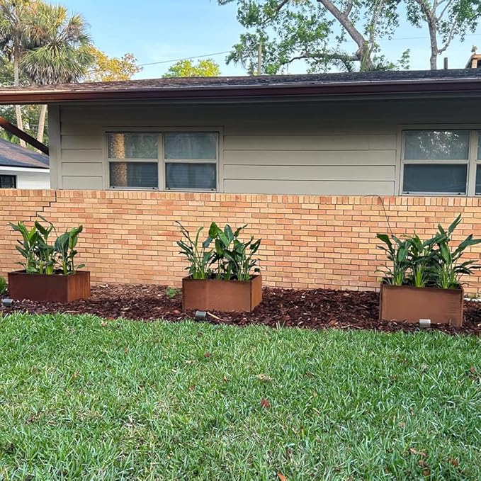 Corten Steel Planter Box Rectangular Planters 32" L x 16" W x 16" H Large Outdoor Planter Metal Planter Box for Tall Plant Trough Rustic for Garden Yard Commercial Residential