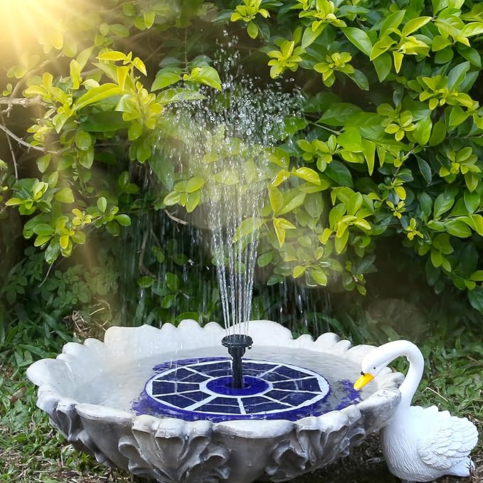 AISITIN 3.5W Solar Fountain Pump Built-in 1800mAh Battery, Solar Bird Bath Fountains with 8 Nozzles, Solar Water Pump for Garden Birdbath Pool Fish Tank Pond and Outdoor (purple)