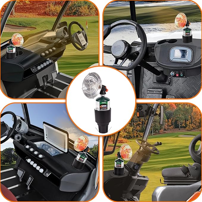 Portable Golf Cart Heater, Propane Heater 4100BTU Power with Cup Holder for Garage Patio Camping Tent Hiking Ice Fishing Suitable for 1lb camping gas cylinder(Fuel cylinder not include)