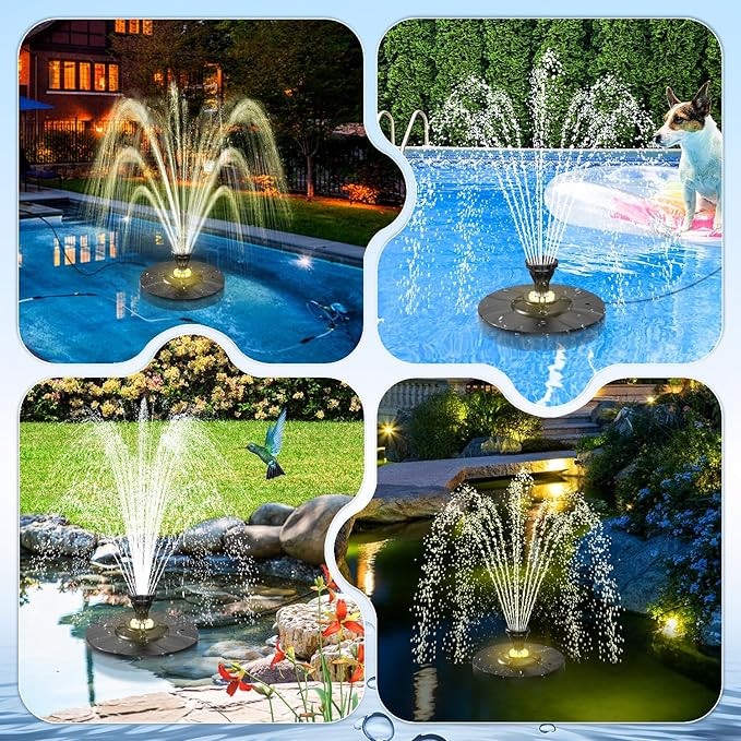 SZMP Upgraded Floating Pool Fountain, Pond Water Fountain with 2 Sprinkler Modes, 32.8ft Power Cord, for Pool, Pond, Lake, Garden, Outdoor, White Led Lights