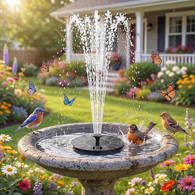 AISITIN Solar Water Fountain, 1.4W Solar Bird Bath Fountains with 6 Nozzle, New Upgrade Floating Solar Fountain Pump for Bird Bath, Outdoor, Garden, Pond, Fish Tank, Small Pool
