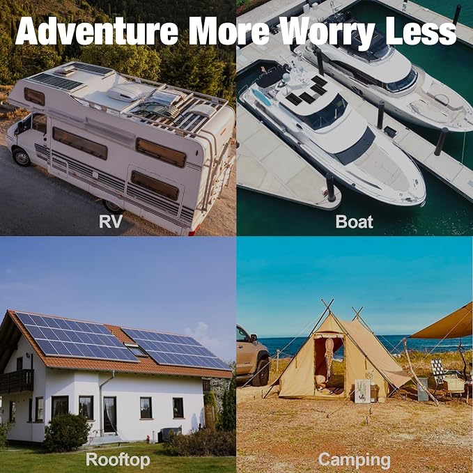 SOLPERK 200 Watt Solar Panels, 2PCS 12V 100 Watt Solar Panel High-Efficiency, 200W Solar Panel for Home, RV, Camping, Marine, Rooftop, Off-Grid Applications - Image 7