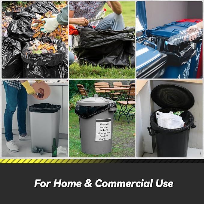 100 Count 55-60 Gallon Trash Bags, Sturdy & Tear-Resistant Commercial Can Liners 55 Gallon, Large Garbage Bags, Large Black Trash Bags for Commercial, Lawn and Leaf Bags - Image 7