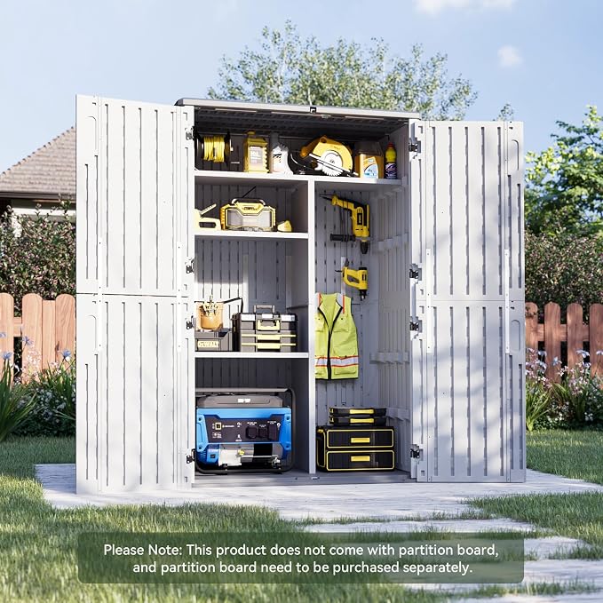 Aoxun Outdoor Storage Shed, 64 Cu.Ft Vertical Storage Sheds Outdoor with Floor, Outdoor Waterproof Storage Cabinet for Garage Storage, Pool Storage, Bike Shed, Garden Shed (White) - Image 9