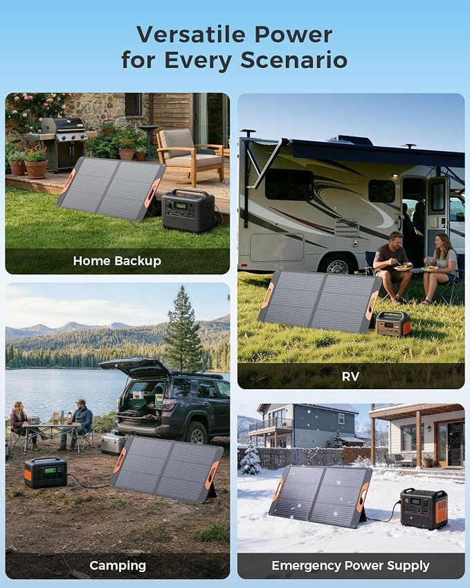 ZOUPW 100W Portable Solar Panel with 5-in-1 Cable,23.5% Efficiency Mono Foldable Solar Charger for Jackery 300/Ecoflow River/Anker/Bluetti,IP67 Waterproof for Camping RV Off-Grid Emergency Power - Image 8