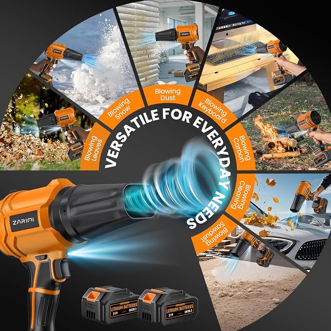YUQUESEN Cordless Leaf Blower, 980,000 RPM Handheld Leaf Blower with 2 X 4.0Ah Batteries & Charger, Lightweight Leaf Blowers for Patio Cleaning, Lawn Care, Leaves, Dust - Orange - Image 7