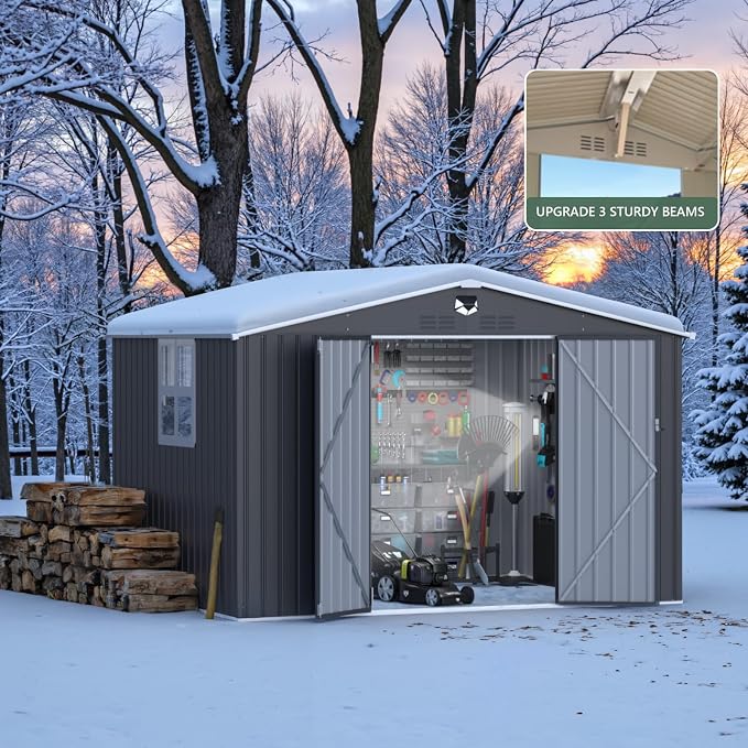 Metal Storage Shed 10x8 FT with Window,Outdoor Storage Building,Large Backyard Sheds,Waterproof Outside Storage Sheds - Image 8
