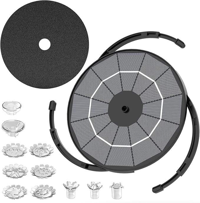 AISITIN 3.5W Solar Fountain Pump Upgraded 2026, Solar Water Fountain DIY Kit with 8 Nozzles & 3 Fixed Bracket & 9.8ft Cord for Garden, Bird Bath, Ponds, Fish Tank, Aquarium, Courtyard and Outdoor