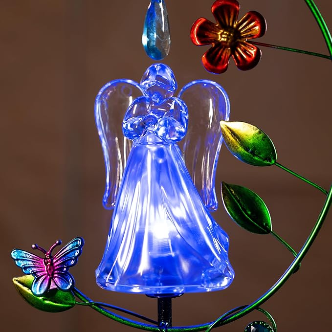 Solar Angel Lights - Color Changing Angel Statue for Outdoor Garden & Cemetery Decor, Solar Powered Waterproof, Memorial Gift for Loss of Mother, Sympathy Gifts for Women (1-Pack)
