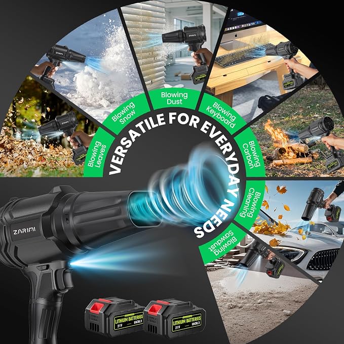 YUQUESEN Cordless Leaf Blower, 980,000 RPM Handheld Leaf Blower with 2 X 4.0Ah Batteries & Charger, Lightweight Leaf Blowers for Patio Cleaning, Lawn Care, Leaves, Dust - Cool Black - Image 7