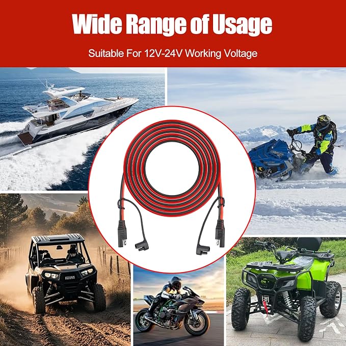 26FT SAE to SAE Extension Cable, 16AWG Power Supply Charging Cable Extensive Cord Long SAE Wire Harness with Polarity Reverse Adapter Converter - Image 7
