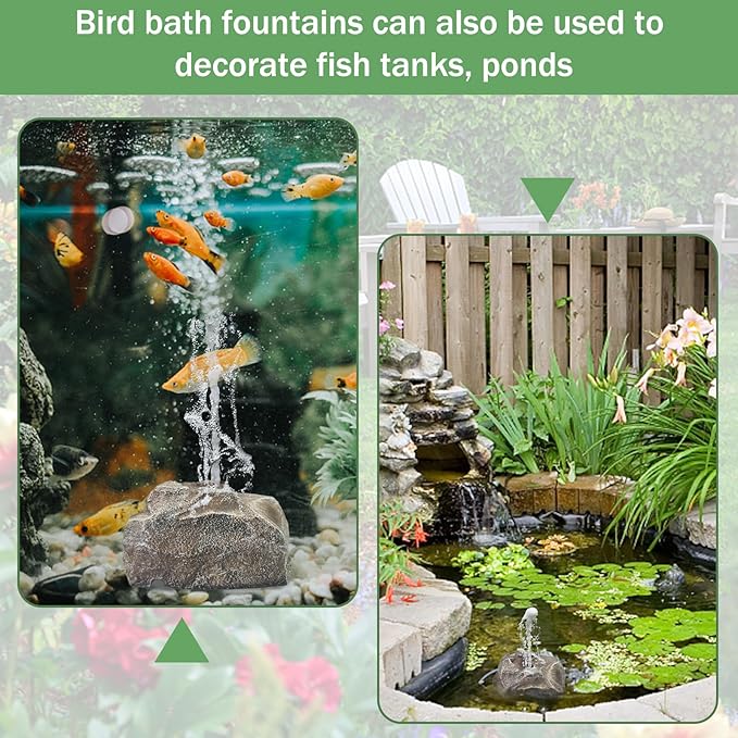 Bird Bath Fountain Bubble Fountain Outdoor Rock Water Fountain Rock with Electric Water Pump for Hummingbird Birdbath Garden Lawn Yard Patio Aquariums Fish Tank