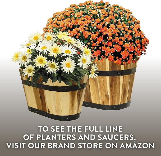 Classic Home & Garden 140011 Oval Barrel Planter, Acacia