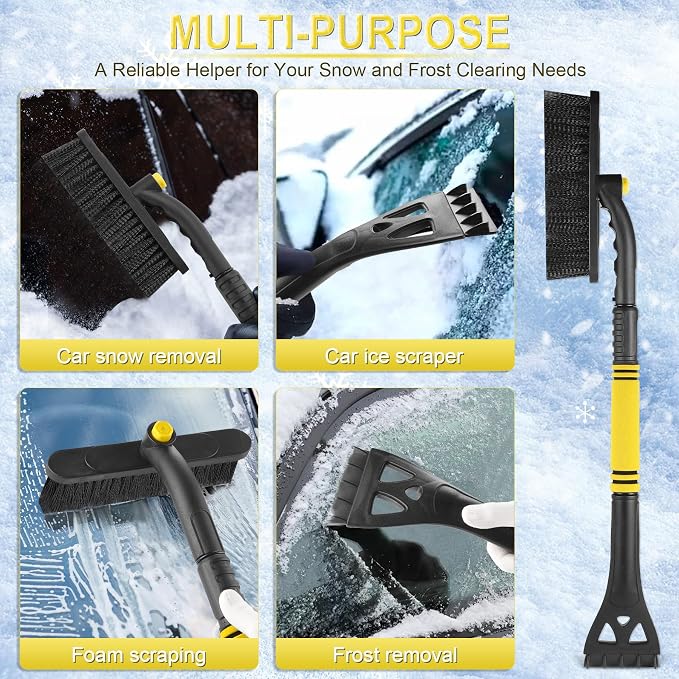 LivTee 32" Snow Brush and Ice Scrapers for Car Windshield, Extendable Car Snow Accessories with Foam Grip, Brush Supports 360 Degree Rotation, Car Winter Removal Tool for Cars, Trucks, SUVs - Image 6