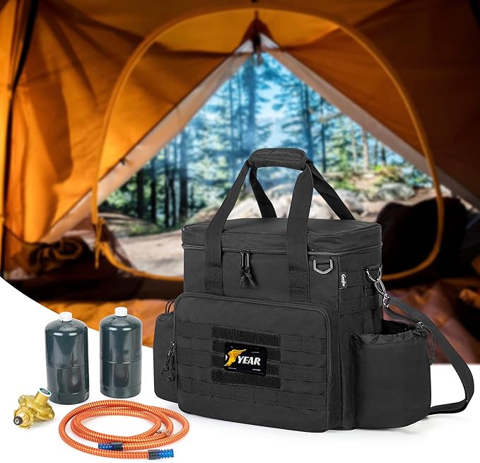 samdew Portable Propane Heater Bag Compatible with Mr. Heater MH9BX, Carrying Case with Multiple Pockets for Accessories, with Water-resistant Bottom, Bag Only