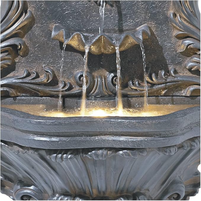 Royal Lion Acanthus 50" High Large Italian Indoor Outdoor Decor Faux Stone Floor Fountain with Light LED Statue Waterfall Water Feature for Outside Garden Patio Yard Backyard - John Timberland