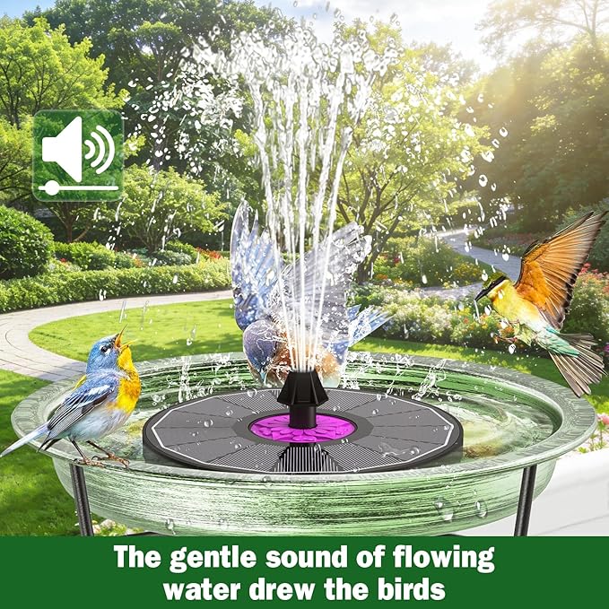 SZMP Powerful 3.5W Anti-Drift Solar Fountain for Bird Bath, Solar Powered Water Pump with 7 Nozzles, Bird Bath Fountain for Garden, Pool, Pond – Attracts Hummingbirds (Black)