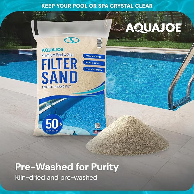 Aqua Joe Premium Pool and Spa Filter Sand, Natural Silica, 50 Lb Bag - Above Ground and Inground Swimming Pool System Accessory for Care, Cleaning, and Maintenance, FLTSAND50 - Image 9