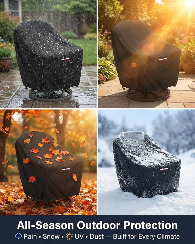 Waterproof Patio Chair Covers, 26W x 27D x 34.3H inches Heavy Duty Outdoor Furniture Protection Cover Weather Resistant 600D Oxford 2-Pack, Black - Image 9
