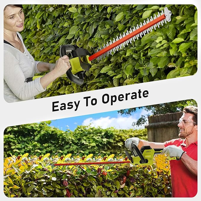 22 Inch Hedge Trimmer Cordless with 2 Batteries and Charger, 20V Handheld Electric Hedge Trimmer with Dual-Action Blades, Lightweight Bush Trimmer Pruning Shears Grass Cutter Shrub for Yard and Garden - Image 7