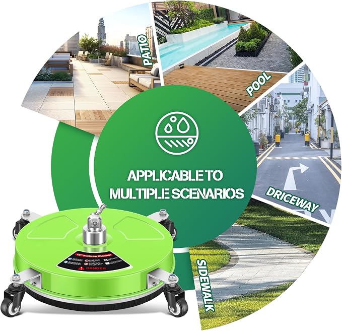 LidoDola 16'' Pressure Washer Surface Cleaner with 4 Wheels - Stainless Steel Surface Cleaner for Pressure Washer Attachment for Concrete, Driveway, Patio, Sidewalk, Deck and Driveways - Image 7