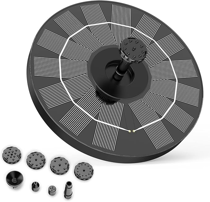 AISITIN 3.5W Solar Bird Bath Fountain Pump, Solar Fountain Pump for Bird Bath with 6 Nozzles, Solar Powered Water Fountain Pump for Garden, Ponds, Pool, Fish Tank, Aquarium and Outdoor, Black
