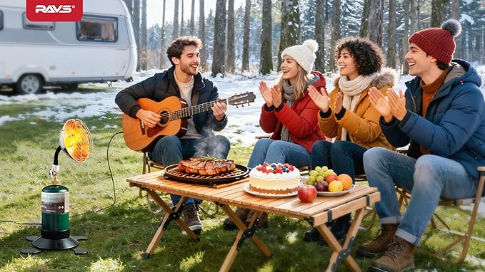 Ravs Portable Propane Heater for Camping, 6500btu Outdoor Tent Heater with Foldable Tank Holder, Multi-Angle Adjustment, Golf Cart Heater for Hiking, Ice Fishing, Hunting, Backyard, Fuel not Included