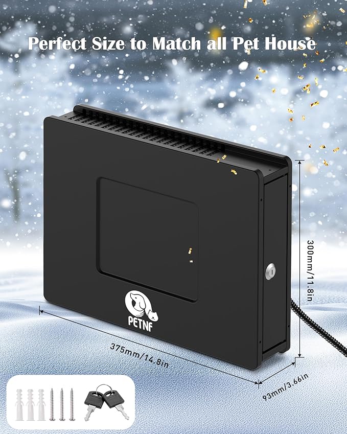 PETNF Dog House Heater, 32℉-122℉ Temp Control, Near-Silent No Fan & 30% Energy-Save ECO Mode, Overheat Protection & 6.6ft Chew-Resistant Cord, Outdoor Dog House/Chicken Coop, Puppies/Preg/Senior Dogs