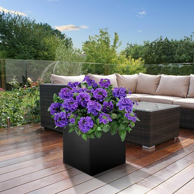 Square Metal Planter Box 20"x20"x21", Heavy Duty Galvanized Steel Planter Rust Resistant for Indoor Outdoor Patio Porch Commercial Residential