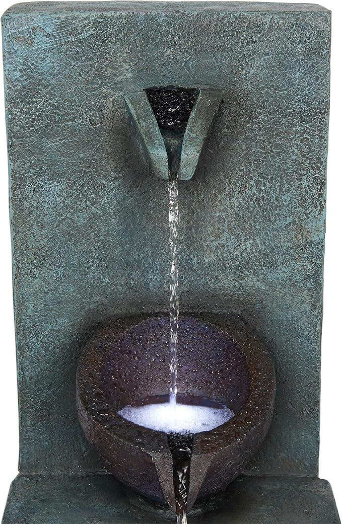 Alpine Corporation TZL388 32" 3 Tier Jar Fountain with LED Lights, Elegant Outdoor Water Feature for Garden, Patio, Backyard, Home Décor, Ceramic Water Fountain & Landscape Decorations, Gray