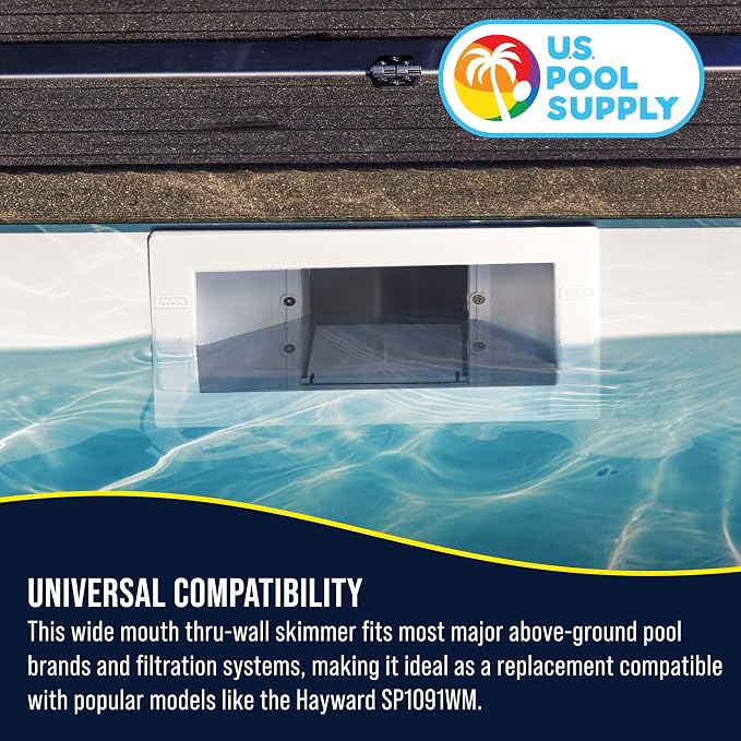 U.S. Pool Supply Wide Mouth Thru-Wall Above Ground Pool Skimmer Kit - ABS Construction, Complete Universal Set, Return Fitting, Vacuum Plate, Leaf Basket - Replacement Compatible with SP1091WM Skimmer - Image 6