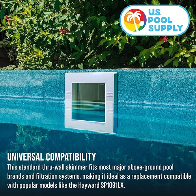 U.S. Pool Supply Standard Thru-Wall Above Ground Pool Skimmer Kit - ABS Construction, Complete Universal Set, Return Fitting, Vacuum Plate, Leaf Basket - Replacement Compatible with SP1091LX Skimmer - Image 6