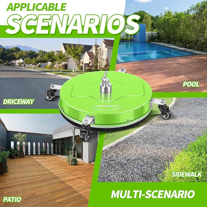 LidoDola 19'' Pressure Washer Surface Cleaner with 4 Wheels - Stainless Steel Surface Cleaner for Pressure Washer Attachment for Concrete, Driveway, Patio, Sidewalk, Deck and Driveways (19 INCH GREEN) - Image 7