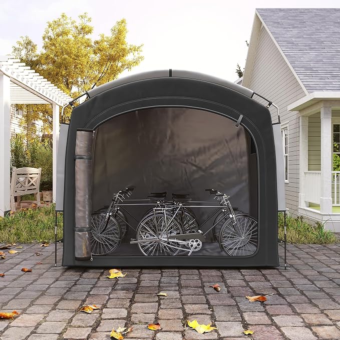 Outsunny Bike Storage Tent, Portable Bicycle Storage Shed, Waterproof Outdoor Bike Cover with 210D Oxford Fabric and Carry Bag for 3-4 Bikes, Lawn Mower, Garden Tools, Black - Image 9