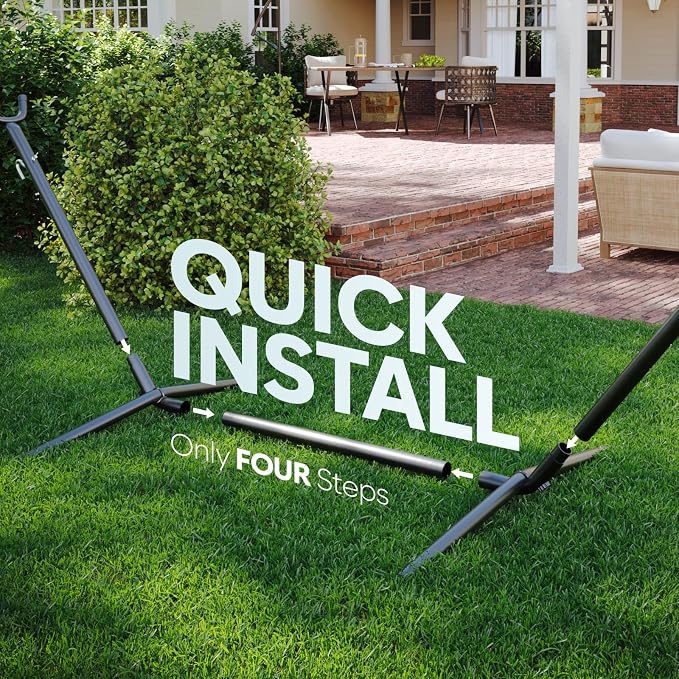 Hammock with Stand for Outside, 600lbs Portable Hammock with Steel Frame for 2-Person Outside Patio, Heavy Duty, Easy Assembly - Image 7