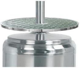 Hiland HLDS01-BST Propane Patio Heater w/Wheels, Table, 48,000 BTU and 33" Aluminum Heat Shield, Tall, Stainless Steel