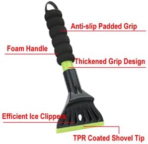 Oversized Ice Scrapers for Car Windshield, Snow Brush Scrapers Car Window Frost Removal with Foam Handle, 4.7Inch Large Soft Blade for SUVs Trucks-Scratch???1pc??? - Image 3