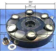 MAGIC POND FLOATING FOUNTAIN PJ2000-6C Includes 1580 GPH Pump, 360 RBG LEDs in Light Ring, Auto Color Change, Nozzles, 33 Foot Power Cords