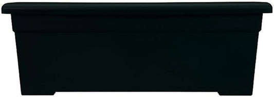 The HC Companies 28 Inch Romana Planter Box with Drainage Plug, Lightweight UV-Resistant Plastic Outdoor Planters, 1-Pack Flower Box for Garden, Patio, Balcony, and Fence, Black