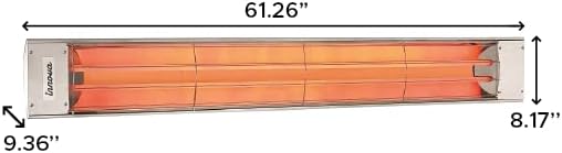 Eurofase Heating 6000 Watt Electric Infrared Dual Element Heater-240 Voltage-Stainless Steel Finish-No Fascia Decorative Fascia