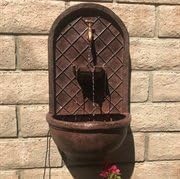 Sunnydaze 26" Outdoor Wall Water Fountain with Pump and Panel - Bronze - Messina - Solar/Battery-Powered