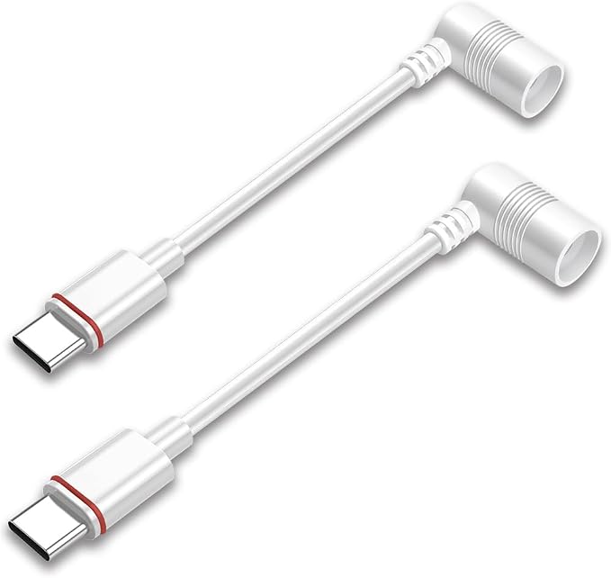 2PCS Barrel Plug to USB-C Adapter for Ring USB C Outdoor Cameras, Barrel Adapter Compatible with Ring Solar Panel for Stick Up Cam and Spotlight Cam Pro, White by Unknown